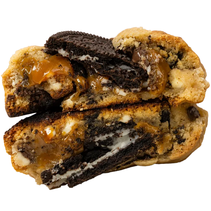 Choco Oreo partida, relleno de dulce de leche